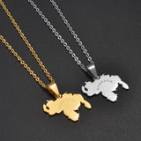 Anniyo 2.5cm Venezuela Map Pendant Necklaces for Women Girls Jewelry Venezuelan Stainless Steel Accessory @502362