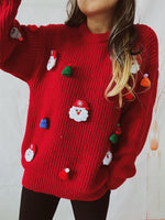 Handmade Decorative Christmas Sweaters Women Fashion Cute O Neck Long Sleeve Knitted Pullover Sweater Female Autumn Winter New