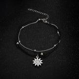 Vintage Boho Multi Layer Beads Anklets For Women Fashion Sun Pendent Anklet Handmade Chain Foot Party Jewelry Leg Bracelet