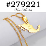 Anniyo Viva Mexico Map Pendant Necklace for Women Girls Men Mexican Maps Stainless Steel Metal Jewelry #279221
