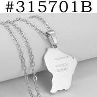 Anniyo French Guiana Map Pendant Necklaces Stainless Steel Jewelry Guyane Française #315701