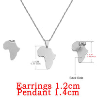 Anniyo Africa Map Sets Pendant Necklace and Earrings Gold Color/Silver Color African Maps Jewelry Set for Women Gitls #133621