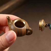 Statue Mini Little Teapot Keychain Waterproof Openable Carved Teapot Pendant Beads Ornament Green Sandalwood Phone Chain Friends