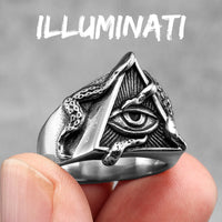 Freemason Illuminati Triangle Masonic Stainless Steel Mens Rings Punk for Male Boyfriend Biker Jewelry Creativity Gift Wholesale