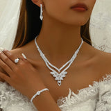 5PC Women's Trendy Claw Chain Leaf Earrings Necklace Bracelet Ring Jewelry Set Wedding Banquet Party Holiday Gift