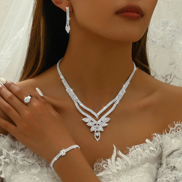 5PC Women's Trendy Claw Chain Leaf Earrings Necklace Bracelet Ring Jewelry Set Wedding Banquet Party Holiday Gift