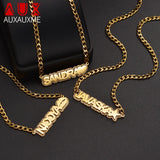 Auxauxme Custom Name Necklace Stainless Steel For Men Women Personalized Hip Pop Heart Star Mounth Nameplate Pendant Jewelry