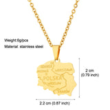 2024 new fashion stainless steel Polish map pendant necklace temperament everything collarbone chain birthday anniversary gift
