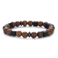 New Classic Natural Wood Beads Bracelets For Women Meditation Prayer Sliver Om Pendant Bracelet Men Wooden Yoga Jewelry