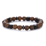 New Classic Natural Wood Beads Bracelets For Women Meditation Prayer Sliver Om Pendant Bracelet Men Wooden Yoga Jewelry