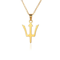 Greek Poseidon Neptune Trident Spear Necklaces Men Fashion Cross Sword Pendant Choker Black Stainless Steel Charm Unisex Jewelry