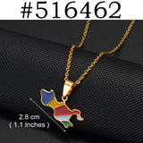 Anniyo Seychelles Mahe and Praslin Island Map Flag Coco De Mer Pendant Necklaces for Women Stainless Steel Jewelry #516462