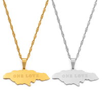 Anniyo Map of Jamaica With NOE LOVE Pendant Necklaces Stainless Steel Jamaica Maps Chains Jewelry Jamaican  @112921