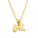 Anniyo Guadeloupe Map Pendant Necklaces for Women Girls Gold Color Jewelry France Guadeloupe Maps #200910