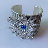 Metal Exaggerated Open Bangle Five Senses Europe American Style Alloy Plated Eyes Bracelets Unique Wide Geometric Cuff Bangles
