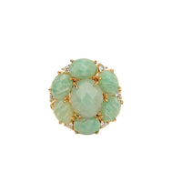 G-G Natural Amazonite Blue Crystal Cubic Zirconia Flower Shape Ring Fashion Gift