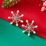 Delicate Multicolor Christmas Snowflake Stud Earrings for Women Zircon Pearl Dangle Piercing Earrings Girl New Year Party Gifts
