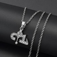 Anniyo Ashur Pendant Necklaces With Rhineston for Women Girls Lama,Lamma,Lamassu is an Assyrian Protective Deity Jewelry #350306