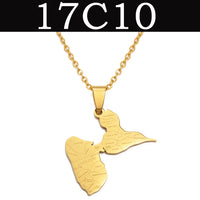 Anniyo Guadeloupe Map City Name Pendants Necklaces for Women Jewelry France Guadeloupe Maps @335621