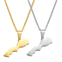 Anniyo 3.2cm Morocco Map Pendant Necklaces Africa Maroc Jewelry Stainless Steel Material #368121