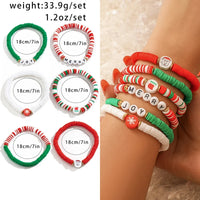 5pcs/set Cute Christmas Series Snowflake Tree Pendant Crystal Bracelet Women CCB Beads Adjustable Thread Rope Bracelet
