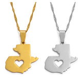 Anniyo Guatemala Map Pendant Necklaces for Women Girls Gold Color Jewelry Map of Guatemala #004021