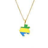 2024 new fashion stainless Gabon map flag pendant necklace temperament everything collarbone chain birthday anniversary gift