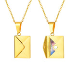 Vnox Envelope Photo Custom Necklace For Women Girls,Stainless Steel Can Open Family Picture Gift Jewelry,Personalized Pendent