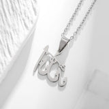 Exquisite Stainless Steel Islamic Muslim Calligraphy Arabic Pendant Necklace Men Women Religious Jewelry Accessories