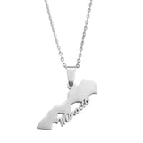 Anniyo Morocco Map Pendant Necklaces Ethnic Jewelry Stainless Steel Le Royaume du Maroc #313521