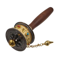 Hand Cranking Tibetan Prayer Wheel Double Bearing Colourful Turn Praying Instrument Rotatable Spinning Drum Religious Ornament