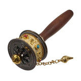 Hand Cranking Tibetan Prayer Wheel Double Bearing Colourful Turn Praying Instrument Rotatable Spinning Drum Religious Ornament