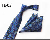 Royal Striped Paisley Ties For Men Luxury 8cm Necktie Pocket Square Cufflinks Gift Set Jacquard Weave Tie Suit Accessories