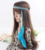 Fashion Boho Style Feather Headband Hairpiece Beads Feather Headdress Handmade Girls Hair Accessories High Quality