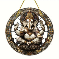 Vibrant Ganesha-The God of Wisdom Suncatcher,2D Round Translucent Hanging,home,room,Hinduism Religious Occasions&Festive Decor