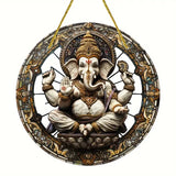 Vibrant Ganesha-The God of Wisdom Suncatcher,2D Round Translucent Hanging,home,room,Hinduism Religious Occasions&Festive Decor