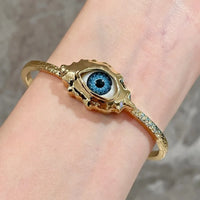 Metal Exaggerated Open Bangle Five Senses Europe American Style Alloy Plated Eyes Bracelets Unique Wide Geometric Cuff Bangles