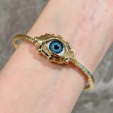 Metal Exaggerated Open Bangle Five Senses Europe American Style Alloy Plated Eyes Bracelets Unique Wide Geometric Cuff Bangles