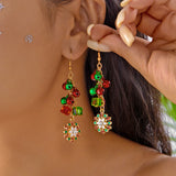 Trendy Christmas Asymmetrical Santa Claus Snowman Snowflake Dangle Earrings for Women Xmas Tree Earring Girls New Year Jewelry