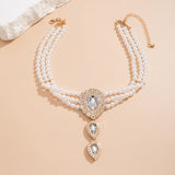 DIEZI Luxury Imitation Pearl Necklace Bracelet Vintage Water Drop Stone Beads Jewelry Sets Elegant Wedding  Party New Jewelry