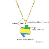 2024 new fashion stainless Gabon map flag pendant necklace temperament everything collarbone chain birthday anniversary gift