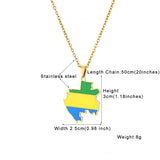 2024 new fashion stainless Gabon map flag pendant necklace temperament everything collarbone chain birthday anniversary gift