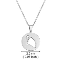 Anniyo 2.5CM Round Antigua and Barbuda Pendant Necklaces Stainless Steel Jewelry for Women Girsl #518262