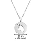 Anniyo 2.5CM Round Antigua and Barbuda Pendant Necklaces Stainless Steel Jewelry for Women Girsl #518262