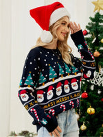 Autumn And Winter Christmas Tree Sweater Pullover Small Snowman Sweater New Fashion Elegant Casual Loose Top Sweater 2025