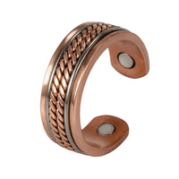 Vinterly Pure Copper Magnetic Rings Women Men Twisted Health Energy Finger Open Cuff Adjustable Jewelry High Magnet Resizable