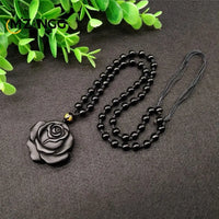 Obsidian Rose Pendant Personalized Black Rose Hand-carved Fashion Couple Rose Pendant High-grade Gifts