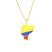 2024 New fashion stainless steel Ecuador map necklace for men and women geometric ethnic style collarbone chain anniversary smal