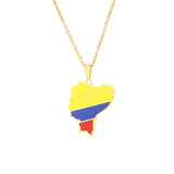 2024 New fashion stainless steel Ecuador map necklace for men and women geometric ethnic style collarbone chain anniversary smal