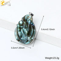 CSJA Natural Stone Labradorite Heart Pendant for Making Necklace Animal Owl Fox Carving Pendants Jewelry Gift Men H480